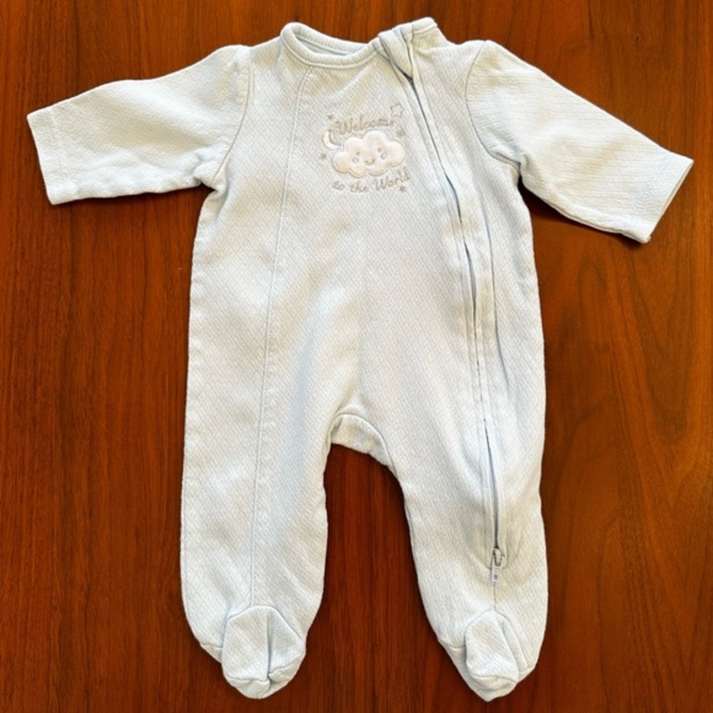 Little Me Light Blue Baby One-Piece Footed Sleeper newborn size
